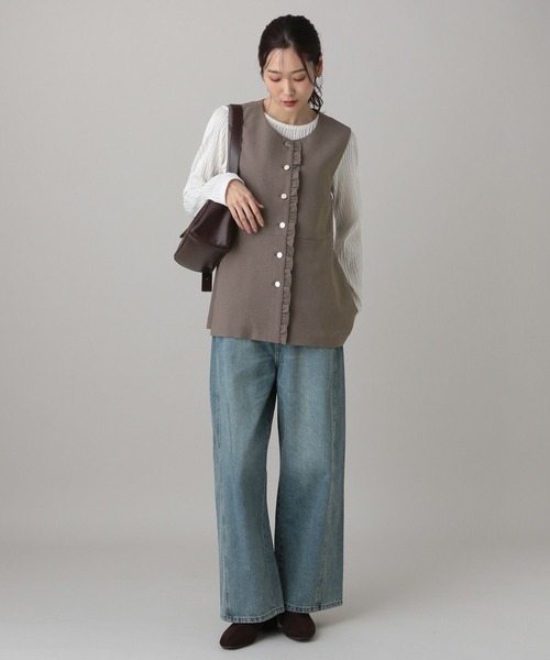 GLOBAL WORK（グローバルワーク）の「MATINEE LINE/ライトミックス/ジレ/625011（ベスト・レディース・ライトグレー/ダークブルー/モカ・LARGE/MEDIUM）」の11枚目の写真