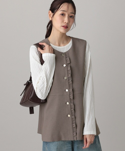 GLOBAL WORK（グローバルワーク）の「MATINEE LINE/ライトミックス/ジレ/625011（ベスト・レディース・ライトグレー/ダークブルー/モカ・LARGE/MEDIUM）」の12枚目の写真