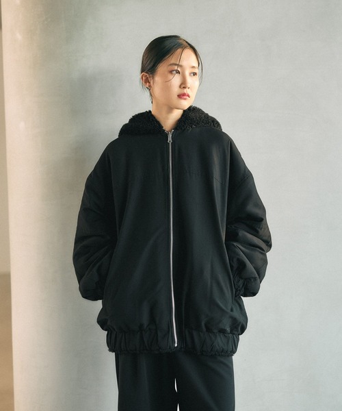 LEPSIM（レプシィム）の「リバーシブルボアフーディブルゾン　636141（ブルゾン・レディース・ブラウン/チャコールグレー/ブラック・FREE）」の2枚目の写真