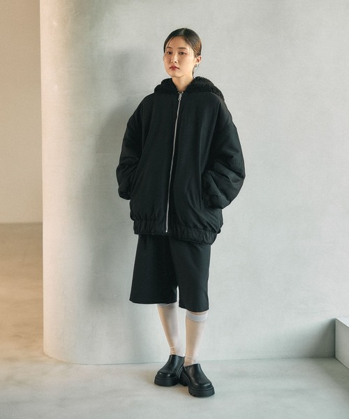 LEPSIM（レプシィム）の「リバーシブルボアフーディブルゾン　636141（ブルゾン・レディース・ブラウン/チャコールグレー/ブラック・FREE）」の4枚目の写真