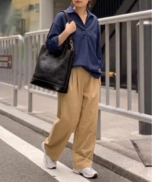 SHEPP(シープ)の「【26年春夏新作】ツイルワイドシルエットパンツ(チノパンツ・メンズ・ベージュ/ホワイト・M)」の1枚目の写真