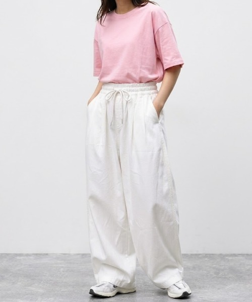 SHEPP(シープ)の「【26年春夏新作】ツイルワイドシルエットパンツ(チノパンツ・メンズ・ベージュ/ホワイト・M)」の2枚目の写真