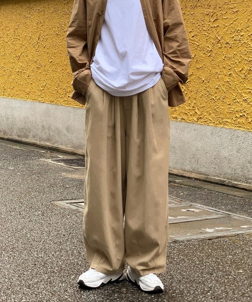 SHEPP(シープ)の「【26年春夏新作】ツイルワイドシルエットパンツ(チノパンツ・メンズ・ベージュ/ホワイト・M)」の7枚目の写真