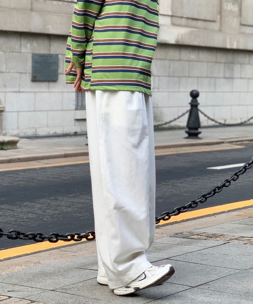 SHEPP(シープ)の「【26年春夏新作】ツイルワイドシルエットパンツ(チノパンツ・メンズ・ベージュ/ホワイト・M)」の11枚目の写真