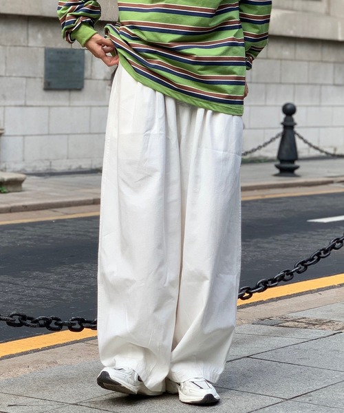 SHEPP(シープ)の「【26年春夏新作】ツイルワイドシルエットパンツ(チノパンツ・メンズ・ベージュ/ホワイト・M)」の10枚目の写真