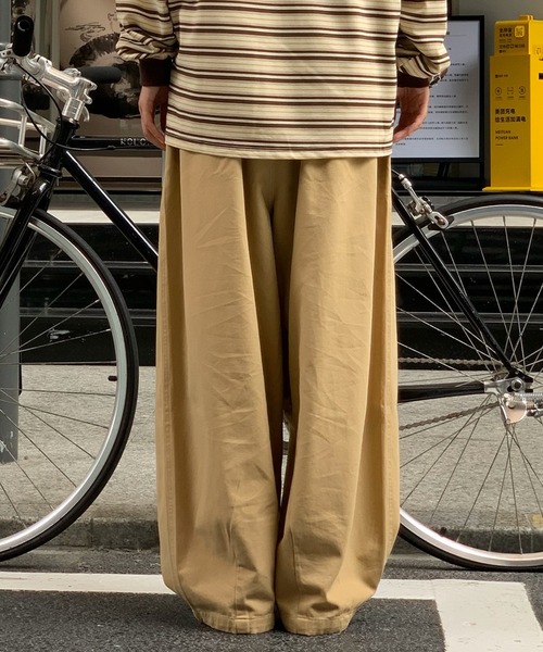 SHEPP(シープ)の「【26年春夏新作】ツイルワイドシルエットパンツ(チノパンツ・メンズ・ベージュ/ホワイト・M)」の8枚目の写真