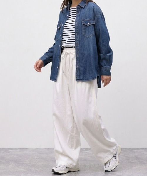 SHEPP(シープ)の「【26年春夏新作】ツイルワイドシルエットパンツ(チノパンツ・メンズ・ベージュ/ホワイト・M)」の13枚目の写真
