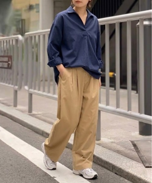 SHEPP(シープ)の「【26年春夏新作】ツイルワイドシルエットパンツ(チノパンツ・メンズ・ベージュ/ホワイト・M)」の15枚目の写真