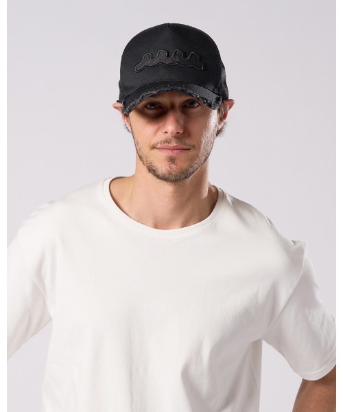 wjk（ダヴルジェイケイ）の「wave cut-off mesh cap（キャップ・メンズ・ブラック×ホワイト/ブラック・FREE）」の20枚目の写真