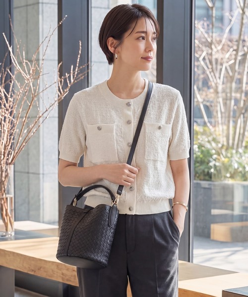 STYLE DELI(スタイルデリ)の「【DELI by】編み込みリアルレザーバケットバッグ(ショルダーバッグ・レディース・ブラック/ブラウン・FREE)」の6枚目の写真