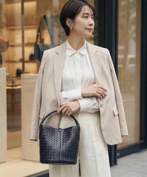 STYLE DELI(スタイルデリ)の「【DELI by】編み込みリアルレザーバケットバッグ(ショルダーバッグ・レディース・ブラック/ブラウン・FREE)」の8枚目の写真