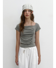 ASURA（アスラ）の「BACK SLIT SHIRRING T (GREY)（Tシャツ/カットソー）」