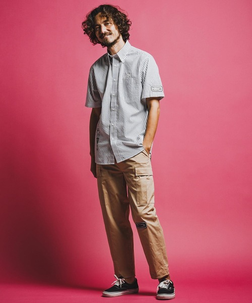 seventy seven（セブンティセブン）の「mhs2491-OX stripe S-S shirt(26S) 半袖シャツ(7726S320)（シャツ/ブラウス・メンズ・ベージュ/グリーン/ブラック・XL/L/M/S）」の7枚目の写真