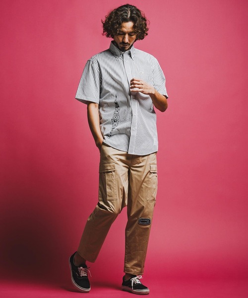 seventy seven（セブンティセブン）の「mhs2491-OX stripe S-S shirt(26S) 半袖シャツ(7726S320)（シャツ/ブラウス・メンズ・ベージュ/グリーン/ブラック・XL/L/M/S）」の8枚目の写真