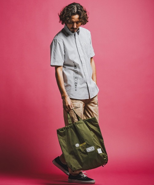 seventy seven（セブンティセブン）の「mhs2491-OX stripe S-S shirt(26S) 半袖シャツ(7726S320)（シャツ/ブラウス・メンズ・ベージュ/グリーン/ブラック・XL/L/M/S）」の9枚目の写真