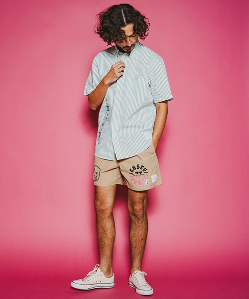 seventy seven（セブンティセブン）の「mhs2491-OX stripe S-S shirt(26S) 半袖シャツ(7726S320)（シャツ/ブラウス・メンズ・ベージュ/グリーン/ブラック・XL/L/M/S）」の13枚目の写真