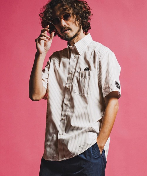 seventy seven（セブンティセブン）の「mhs2491-OX stripe S-S shirt(26S) 半袖シャツ(7726S320)（シャツ/ブラウス・メンズ・ベージュ/グリーン/ブラック・XL/L/M/S）」の16枚目の写真