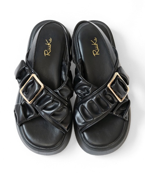 RiiiKa(リーカ)の「【RiiiKa/リーカ】シャーリングストラップサンダル(サンダル・レディース・キャメル/アイボリー/ブラック・S/M/L/LL)」の21枚目の写真