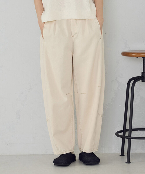 ONIGIRI(オニギリ)の「ヒッコリー/ツイル カービーパンツ(その他パンツ・レディース・ネイビー/アイボリー・FREE)」の1枚目の写真