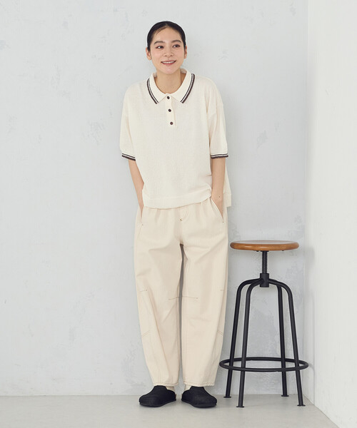 ONIGIRI(オニギリ)の「ヒッコリー/ツイル カービーパンツ(その他パンツ・レディース・ネイビー/アイボリー・FREE)」の3枚目の写真