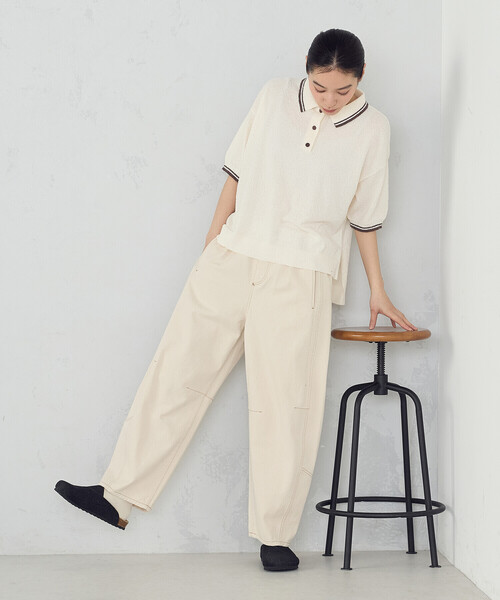 ONIGIRI(オニギリ)の「ヒッコリー/ツイル カービーパンツ(その他パンツ・レディース・ネイビー/アイボリー・FREE)」の4枚目の写真