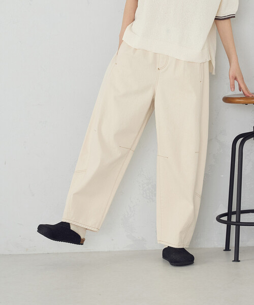 ONIGIRI(オニギリ)の「ヒッコリー/ツイル カービーパンツ(その他パンツ・レディース・ネイビー/アイボリー・FREE)」の5枚目の写真