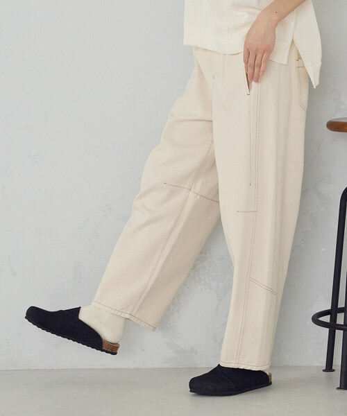 ONIGIRI(オニギリ)の「ヒッコリー/ツイル カービーパンツ(その他パンツ・レディース・ネイビー/アイボリー・FREE)」の6枚目の写真