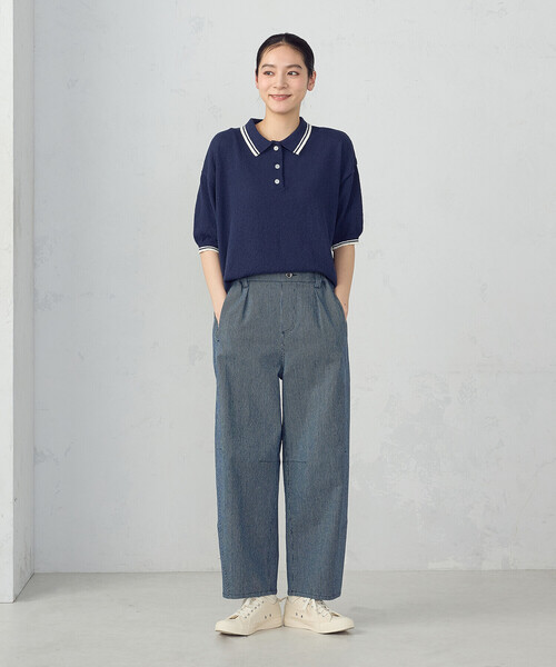 ONIGIRI(オニギリ)の「ヒッコリー/ツイル カービーパンツ(その他パンツ・レディース・ネイビー/アイボリー・FREE)」の7枚目の写真