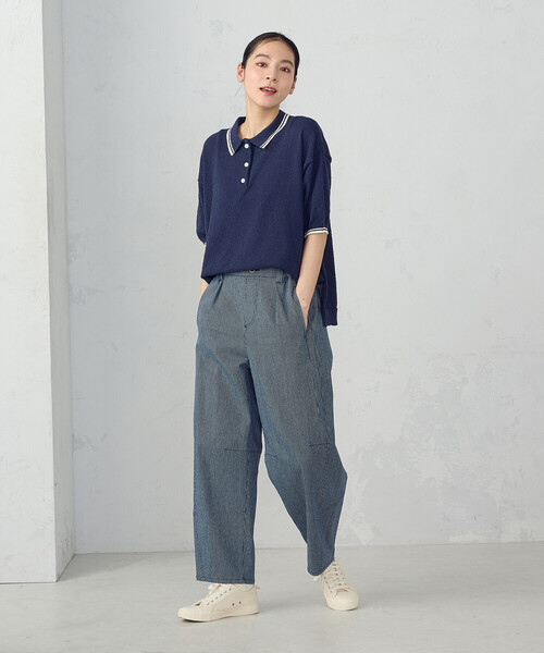 ONIGIRI(オニギリ)の「ヒッコリー/ツイル カービーパンツ(その他パンツ・レディース・ネイビー/アイボリー・FREE)」の9枚目の写真