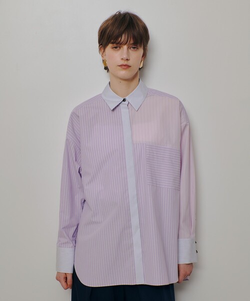 allureville（アルアバイル）の「クレイジーストライプシャツ（シャツ/ブラウス・レディース・ライトブルー/ピンク・2）」の3枚目の写真