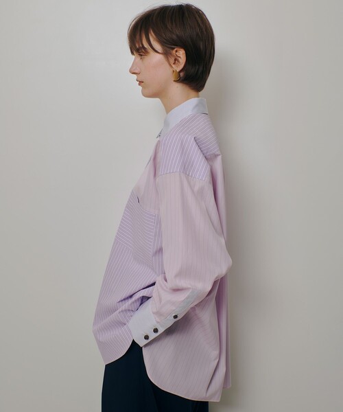 allureville（アルアバイル）の「クレイジーストライプシャツ（シャツ/ブラウス・レディース・ライトブルー/ピンク・2）」の5枚目の写真