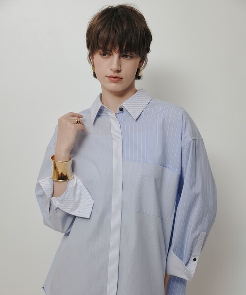 allureville（アルアバイル）の「クレイジーストライプシャツ（シャツ/ブラウス・レディース・ライトブルー/ピンク・2）」の11枚目の写真