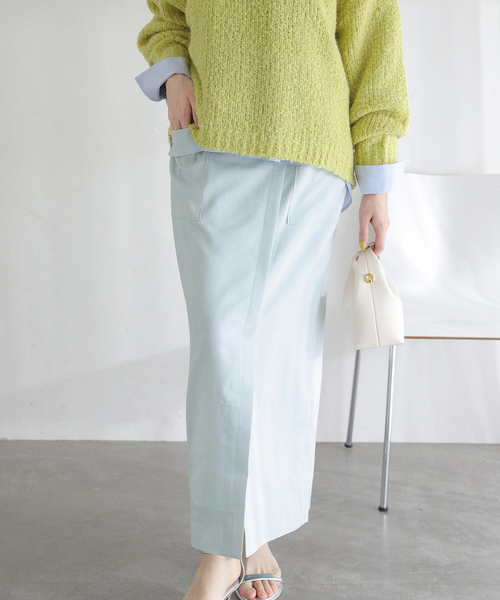 La TOTALITE(ラトータリテ)の「【洗える】リネン混タイトスカート(スカート・レディース・ブラック/アイボリー/スカイブルー・36/38)」の3枚目の写真