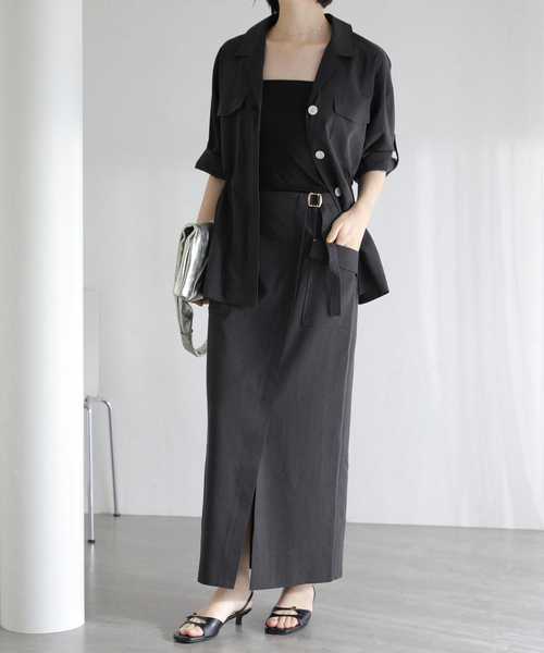 La TOTALITE(ラトータリテ)の「【洗える】リネン混タイトスカート(スカート・レディース・ブラック/アイボリー/スカイブルー・36/38)」の8枚目の写真