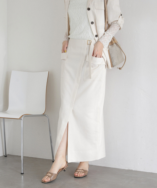 La TOTALITE(ラトータリテ)の「【洗える】リネン混タイトスカート(スカート・レディース・ブラック/アイボリー/スカイブルー・36/38)」の14枚目の写真