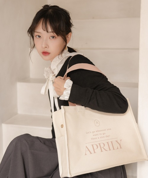 単品】キャンバスロゴトートバッグ（トートバッグ）｜APRILY