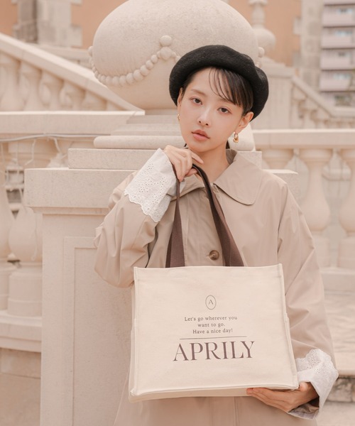 APRILY(アプリリー)の「【単品】キャンバスロゴトートバッグ(トートバッグ・レディース・ネイビー/ブラウン/ピンク/グレイッシュベージュ・FREE)」の10枚目の写真