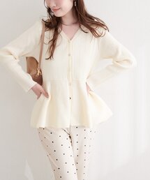 natural couture | ランダムリブVネックペプラムカーディガン(カーディガン/ボレロ)