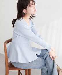 natural couture | ランダムリブVネックペプラムカーディガン(カーディガン/ボレロ)
