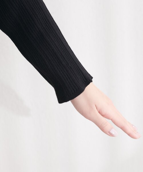 natural couture(ナチュラルクチュール)の「ランダムリブVネックペプラムカーディガン(カーディガン/ボレロ・レディース・サックスブルー/ブラック/オフホワイト/イエロー・FREE)」の14枚目の写真