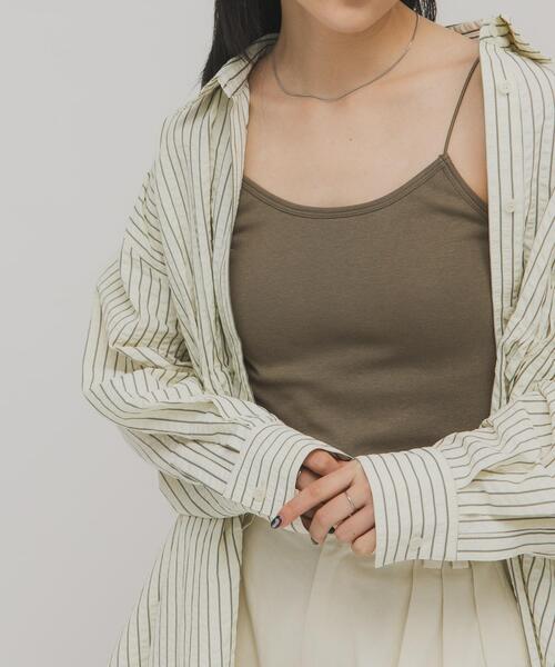 KBF（ケイビーエフ）の「スパゲティストラップカップ付きキャミ（キャミソール・レディース・アイボリー/チャコールグレー/カーキ・ONE）」の10枚目の写真