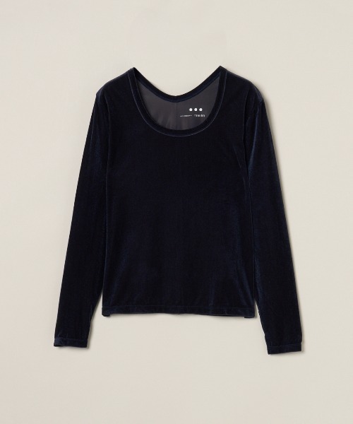 three dots(スリードッツ)の「シアーベロア 長袖Tシャツ(Tシャツ/カットソー・レディース・ブラック/ネイビー/ライム/ホワイト系その他・SMALL/MEDIUM)」の4枚目の写真
