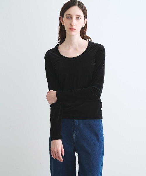 three dots(スリードッツ)の「シアーベロア 長袖Tシャツ(Tシャツ/カットソー・レディース・ブラック/ネイビー/ライム/ホワイト系その他・SMALL/MEDIUM)」の13枚目の写真