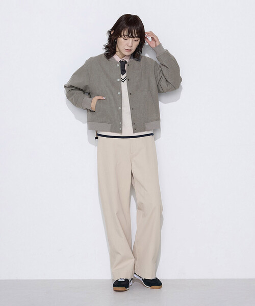 COMME CA Wardrobe（コムサワードローブ）の「ポリエステルレーヨンスタジャン型ブルゾン（ブルゾン・レディース・杢グレー/ネイビー・FREE）」の3枚目の写真