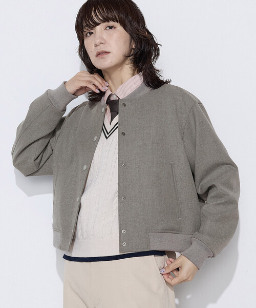 COMME CA Wardrobe（コムサワードローブ）の「ポリエステルレーヨンスタジャン型ブルゾン（ブルゾン・レディース・杢グレー/ネイビー・FREE）」の4枚目の写真