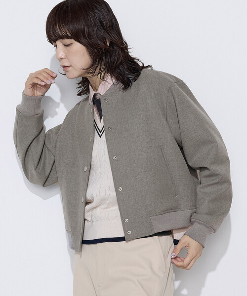 COMME CA Wardrobe（コムサワードローブ）の「ポリエステルレーヨンスタジャン型ブルゾン（ブルゾン・レディース・杢グレー/ネイビー・FREE）」の6枚目の写真