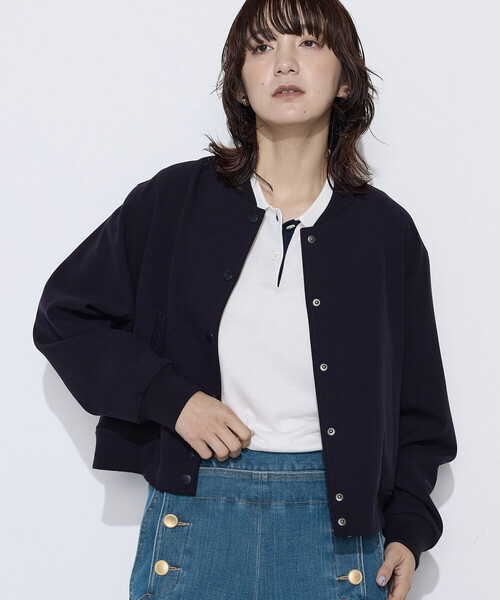 COMME CA Wardrobe（コムサワードローブ）の「ポリエステルレーヨンスタジャン型ブルゾン（ブルゾン・レディース・杢グレー/ネイビー・FREE）」の10枚目の写真