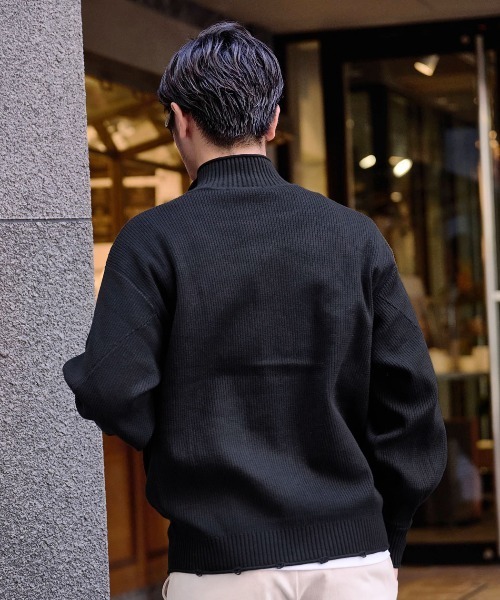 BENUSTA（ベヌスタ）の「『BENUSTA/ベヌスタ』 スタンドリブニットブルゾン【GC】（ニット/セーター・メンズ・カーキ/ブラック・XL/L）」の12枚目の写真