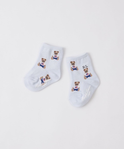 POLO RALPH LAUREN（ポロ ラルフ ローレン）の「POLO RALPH LAUREN Layette フラッグベア キッズソックス 04883176（ベビーシューズ/ベビーソックス・キッズ・ライトブルー/ライトピンク/ホワイト・11-13cm/9-11cm）」の2枚目の写真