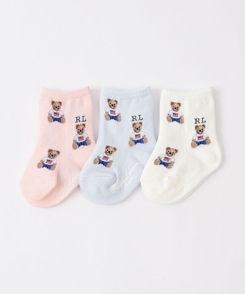 POLO RALPH LAUREN（ポロ ラルフ ローレン）の「POLO RALPH LAUREN Layette フラッグベア キッズソックス 04883176（ベビーシューズ/ベビーソックス・キッズ・ライトブルー/ライトピンク/ホワイト・11-13cm/9-11cm）」の8枚目の写真